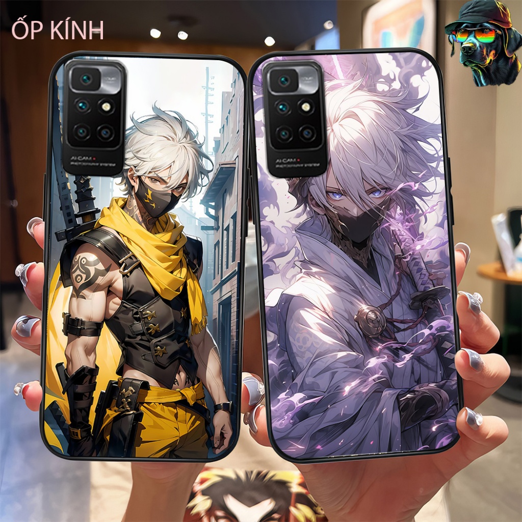Ốp điện thoại mặt kính xiaomi redmi 10 in hình game thủ anime đẹp