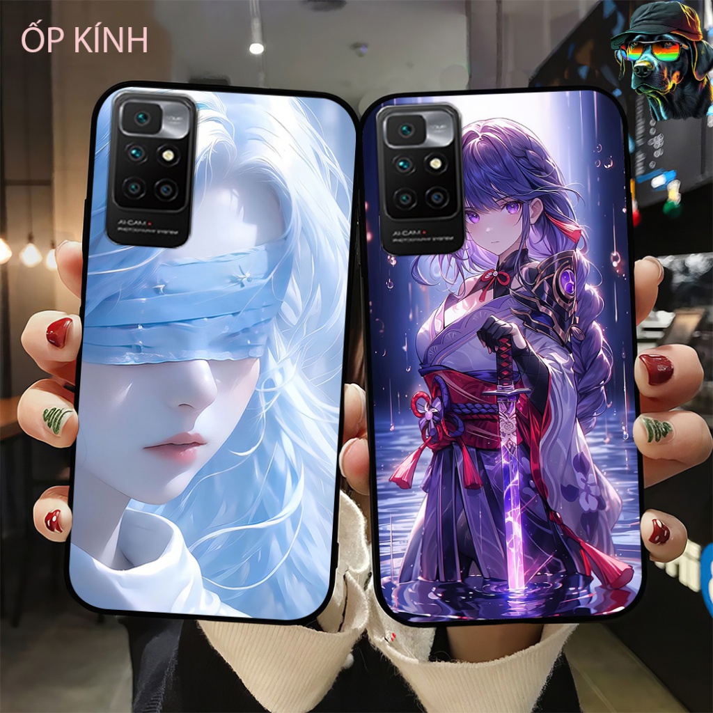 Ốp điện thoại mặt kính xiaomi redmi 10 in hình game thủ anime đẹp