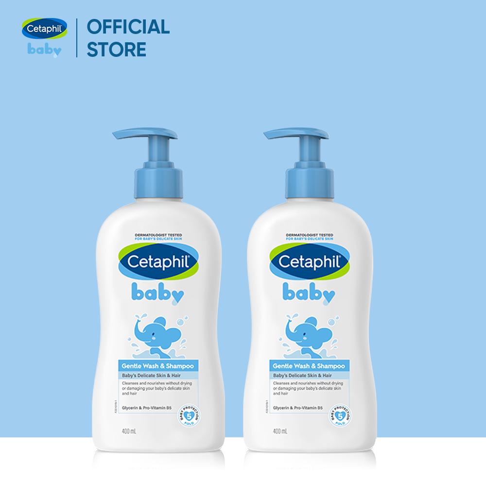 Combo 2 Sữa tắm gội dịu lành cho bé Cetaphil Baby Gentle Wash & Shampoo 400ml/chai