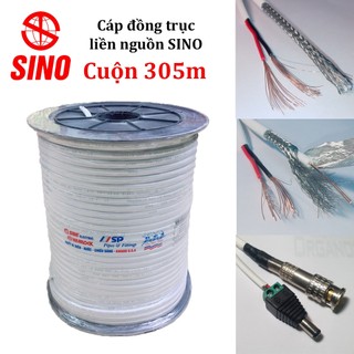 Dây cáp đồng trục liền nguồn SINO 305m/cuộn dùng cho thi công camera