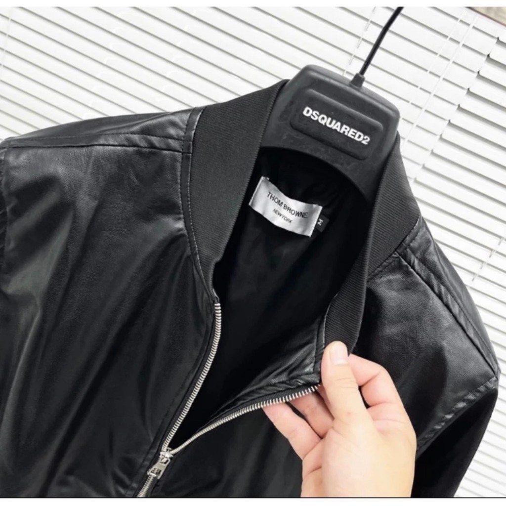 Áo Khoác Da nam Nữ Thome Họa Tiết Phối Tay Sọc Thêu - Áo Khoác Jacket Lót Gió Cực Chất Hottrend 2023