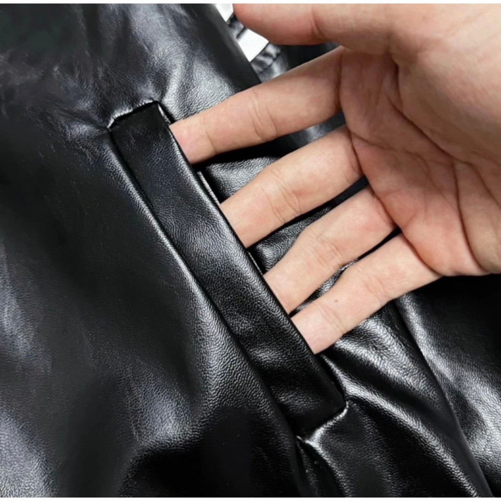 Áo Khoác Da nam Nữ Thome Họa Tiết Phối Tay Sọc Thêu - Áo Khoác Jacket Lót Gió Cực Chất Hottrend 2023