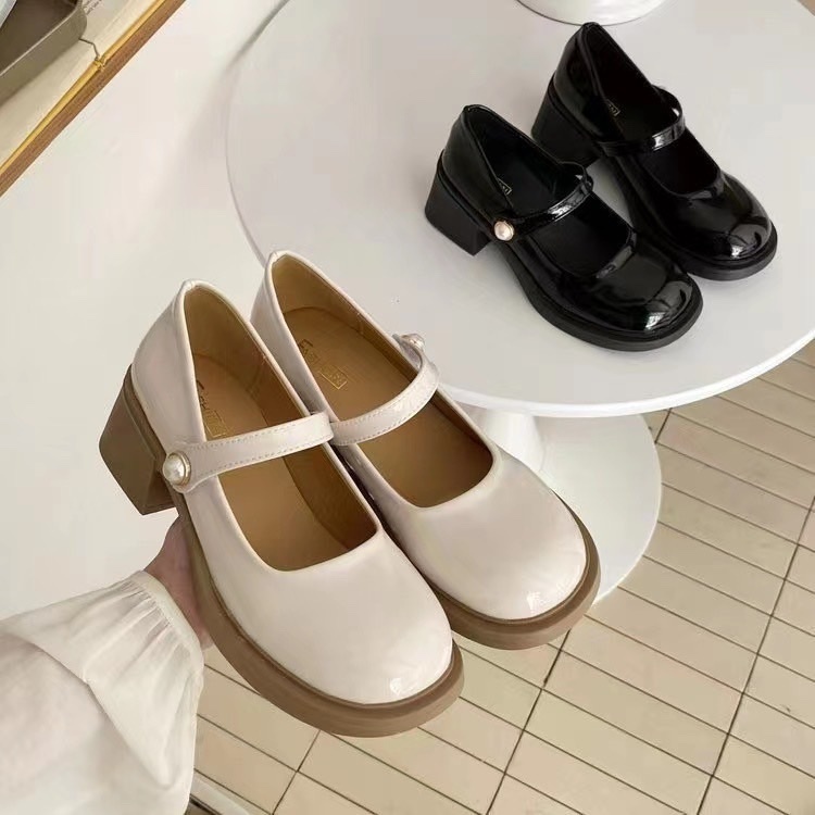 Giày Lolita Nữ Quai hạt ngọc Ngọc  FAROSA - V68  Giày búp bê nữ đế độn 5 phân 2 màu siêu hót