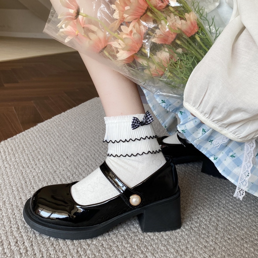 Giày Lolita Nữ Quai hạt ngọc Ngọc  FAROSA - V68  Giày búp bê nữ đế độn 5 phân 2 màu siêu hót