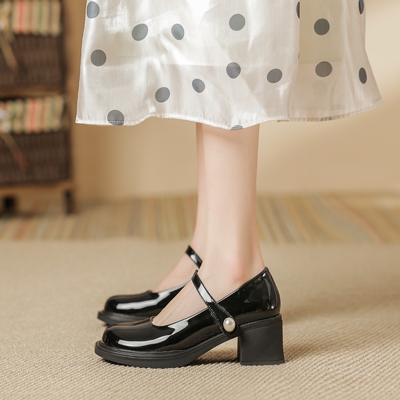 Giày Lolita Nữ Quai hạt ngọc Ngọc  FAROSA - V68  Giày búp bê nữ đế độn 5 phân 2 màu siêu hót