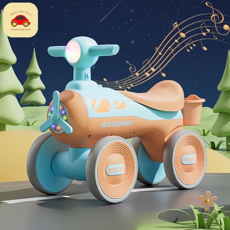 XE CHÒI CHÂN CHO BÉ  CÓ ĐÈN VÀ NHẠC TRỌNG TẢI 70KG MẪU MỚI 2023 CÓ CÁNH QUẠT PHÍA TRƯỚC MODEL 618