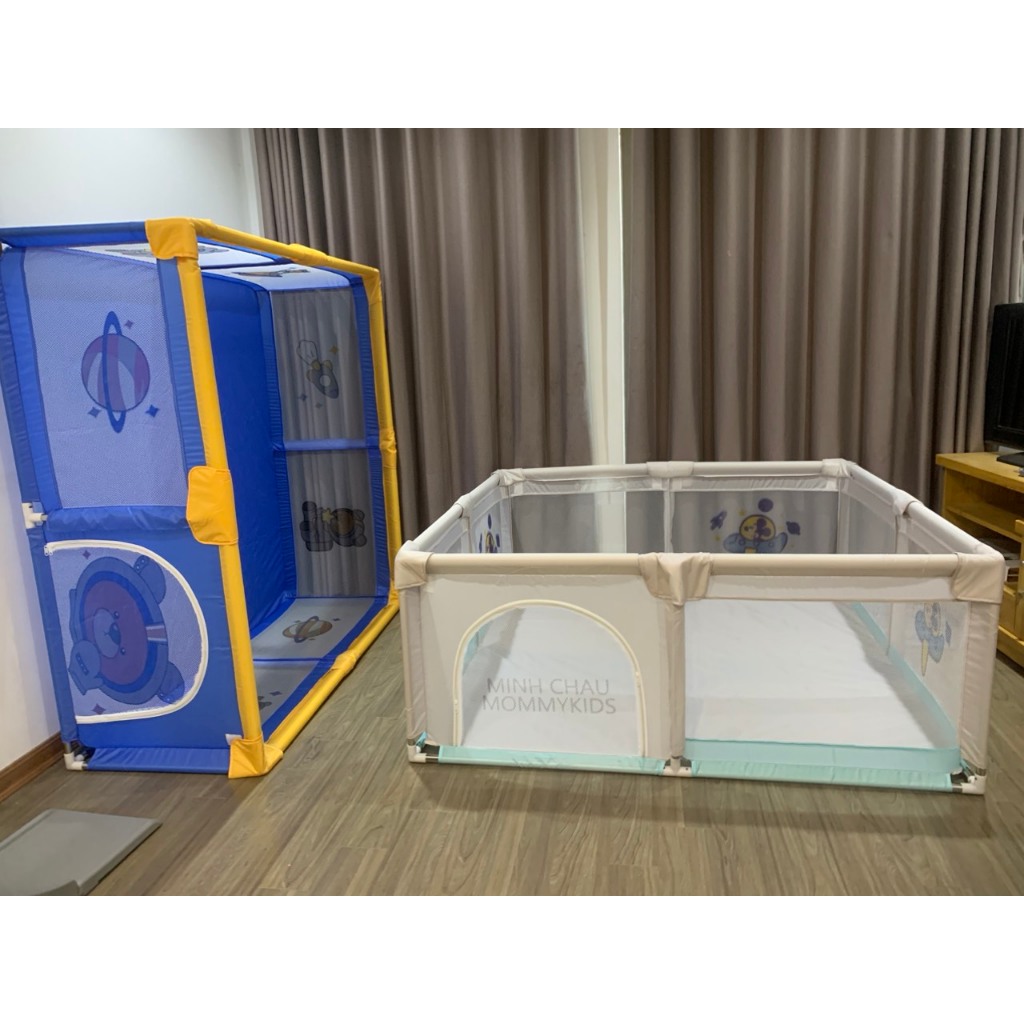 Quây bóng, quây cũi nhà bóng cho bé Tặng THẢM, 100 bóng + 2 vòng đồ chơi GIÚP BÉ VỊM, VẬN ĐỘNG CƠ TAY, TẬP ĐI]