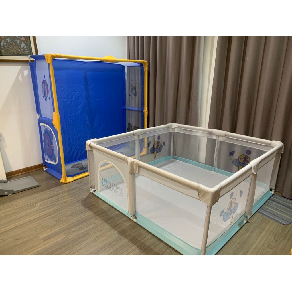 Quây bóng, quây cũi nhà bóng cho bé Tặng THẢM, 100 bóng + 2 vòng đồ chơi GIÚP BÉ VỊM, VẬN ĐỘNG CƠ TAY, TẬP ĐI]