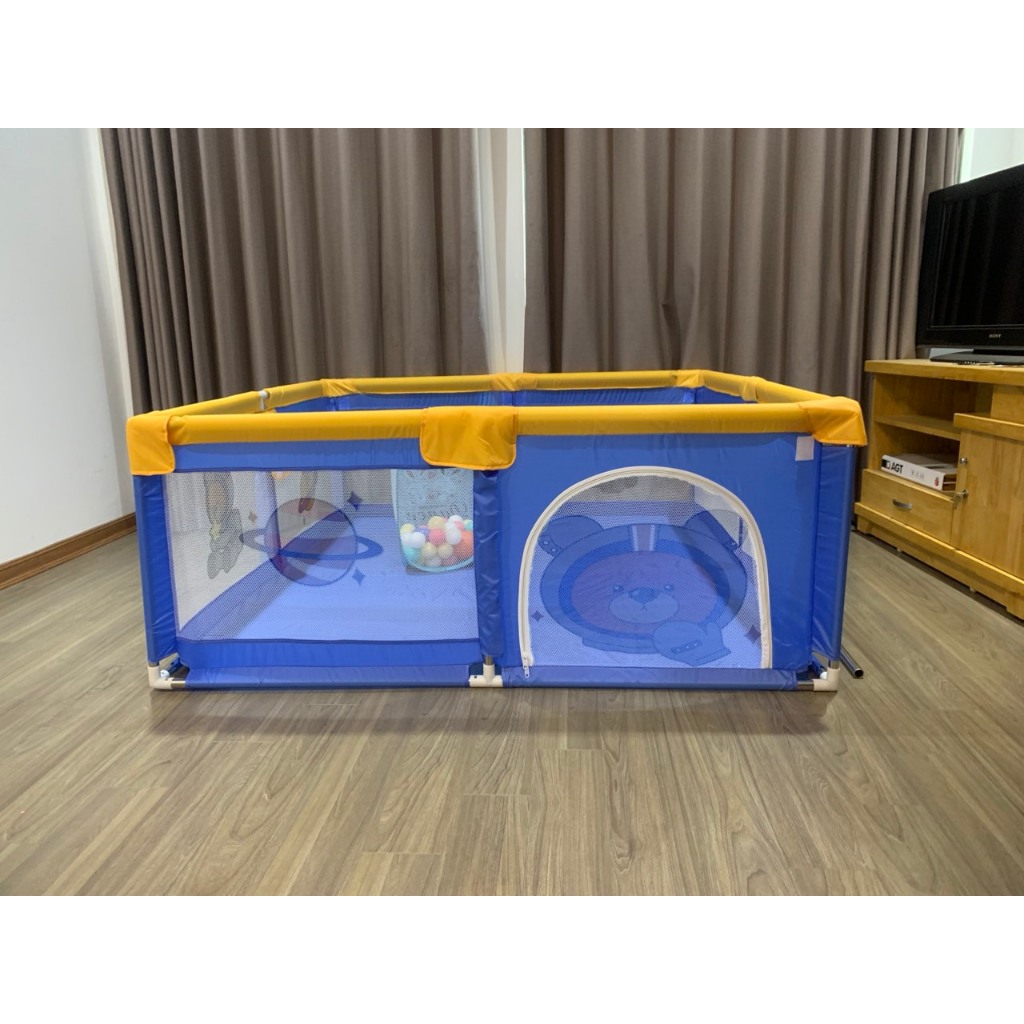 Quây bóng, quây cũi nhà bóng cho bé Tặng THẢM, 100 bóng + 2 vòng đồ chơi GIÚP BÉ VỊM, VẬN ĐỘNG CƠ TAY, TẬP ĐI]