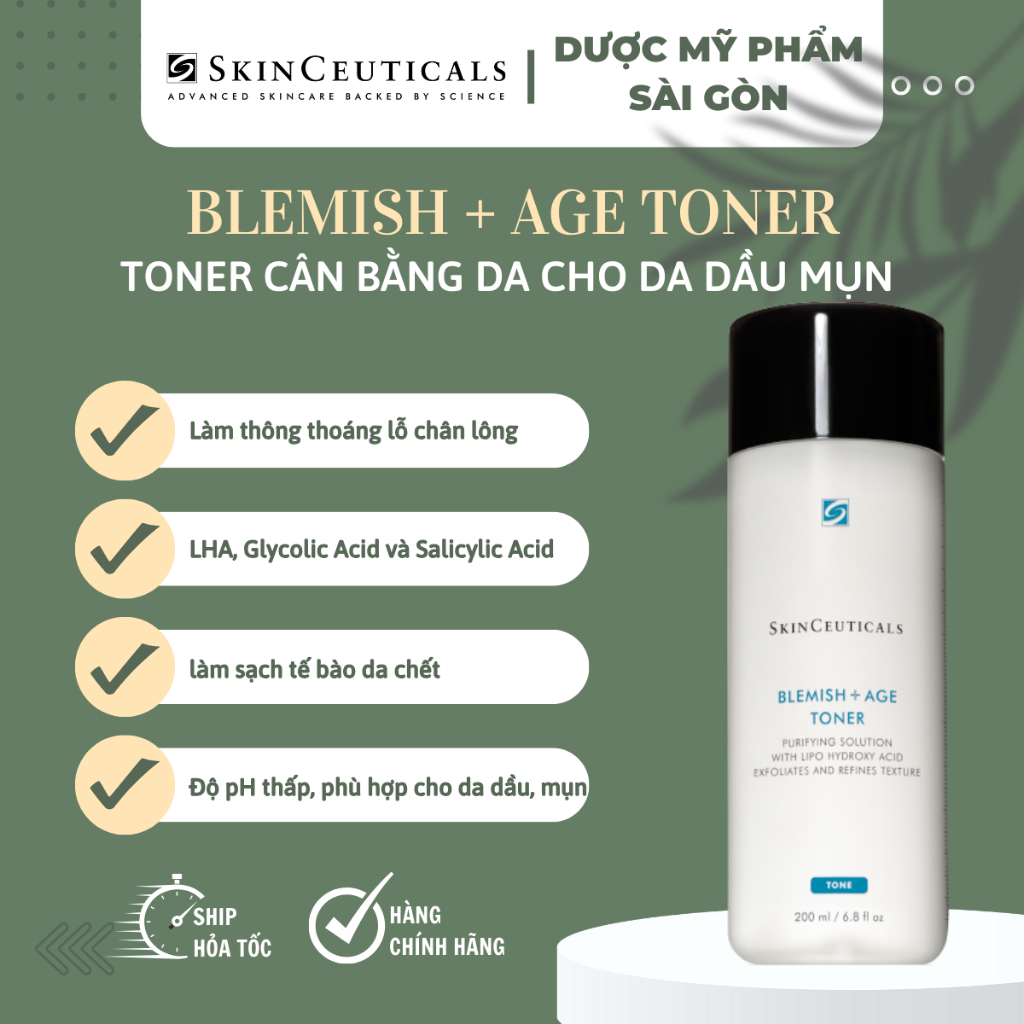 [hàng công ty] Toner cho da dầu mụn skinceuticals blemish + age toner