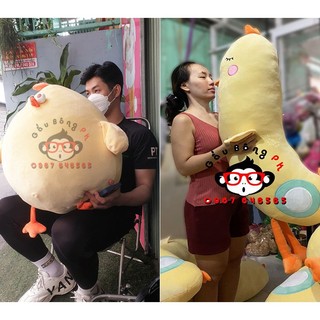 Gấu bông gà ôm gà vàng vịt vàng gà dài 1m2 vịt dài 1m2 trà sữa trân châu 100% bông gòn trắng vải nhung mịn