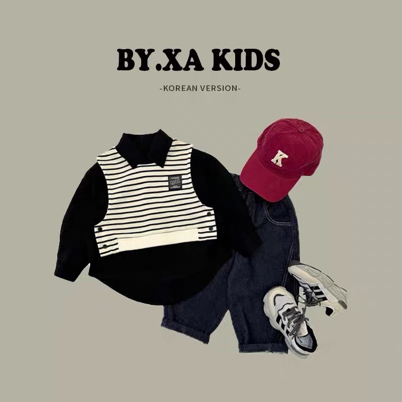 Sét bộ sơ mi kẻ đen 3ct kèm áo gile và quần bò jean sành điệu đỉnh của đỉnh cho bé trai