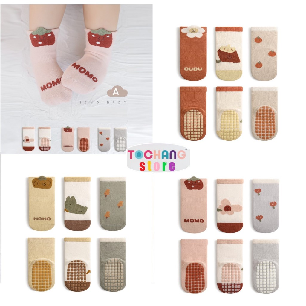 Tất  Cao Cổ Chống Trượt cho Em Bé Tập Đi –  – Chất vải Cotton thoáng khí - Đế phủ Silicon chống trơn trượt.