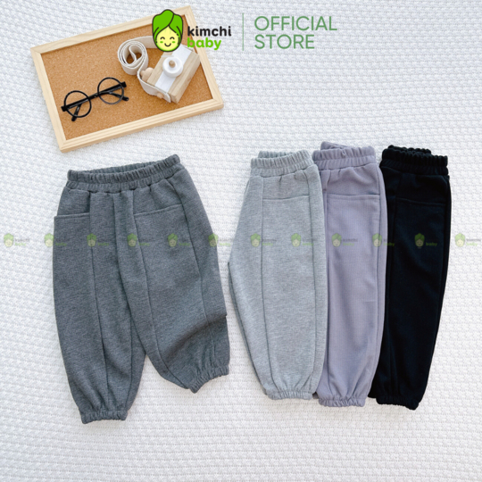 Quần Dài Cho Bé Trai, Bé Gái KIMCHIBABY Vải Tổ Ong Túi Hộp, Quần Cho Bé Mặc Thu Đông Phong Cách Hàn Quốc KCQD303
