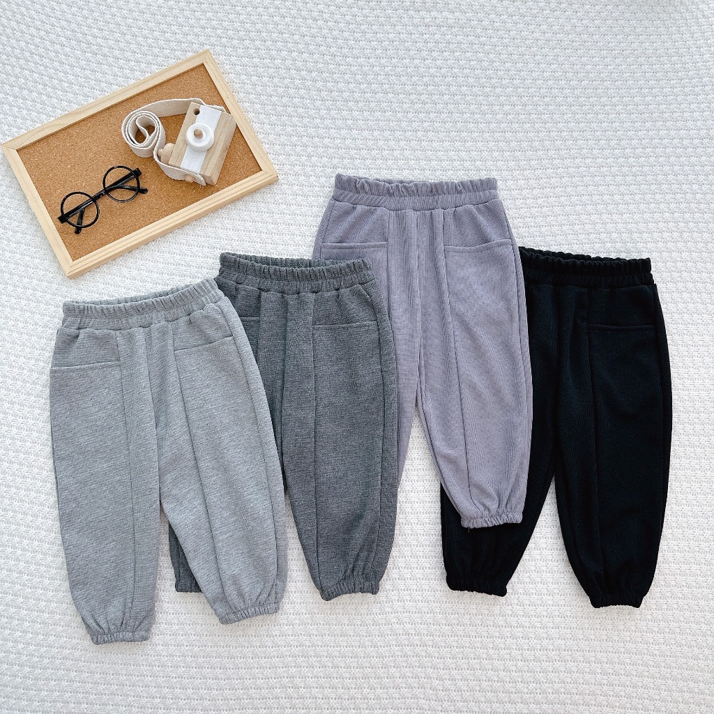 Quần Dài Cho Bé Trai, Bé Gái KIMCHIBABY Vải Tổ Ong Túi Hộp, Quần Cho Bé Mặc Thu Đông Phong Cách Hàn Quốc KCQD303