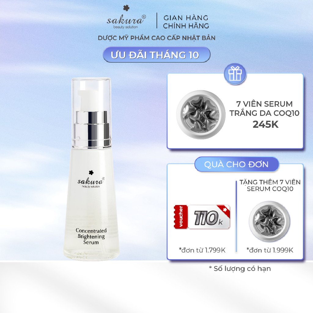 Serum dưỡng da trắng sáng ngăn ngừa sạm nám Sakura Concentrated Brightening Serum 30ml