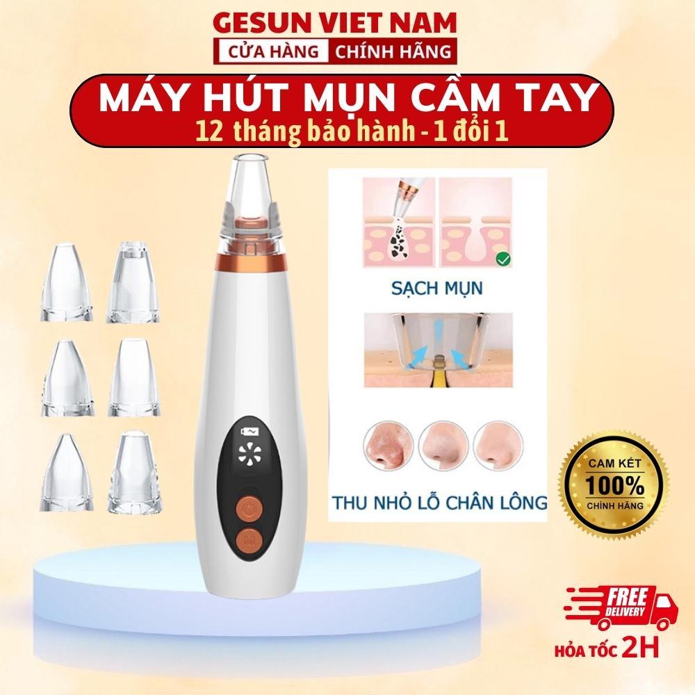 Máy hút mụn cầm tay cao cấp tặng kèm 6 đầu hút, dụng cụ làm sạch lỗ chân lông mini giúp hút mụn cám mụn đầu đen bã nhờn