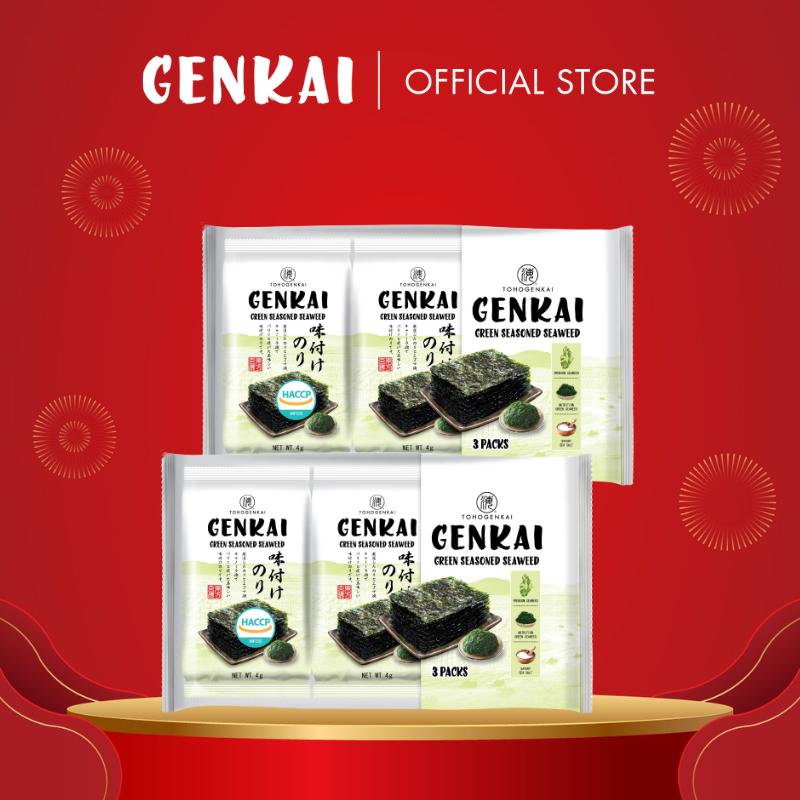 Rong Biển Ăn Liền GENKAI Lá Xanh 12g (4g x 3 gói)