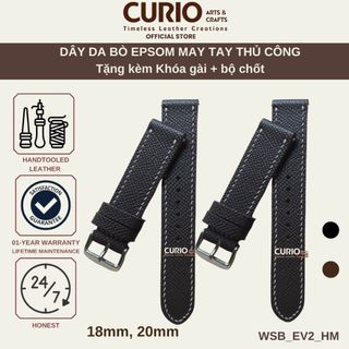 Dây đồng hồ da bò epsom handmade, dây đeo thủ công tặng khóa + chốt – curio leather