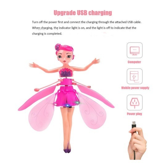 Đồ Chơi Búp Bê Bay Cảm Ứng Phát Sáng Elsa Hot, Đồ Chơi Cảm Ứng Đặt Tay Lên Là Bay