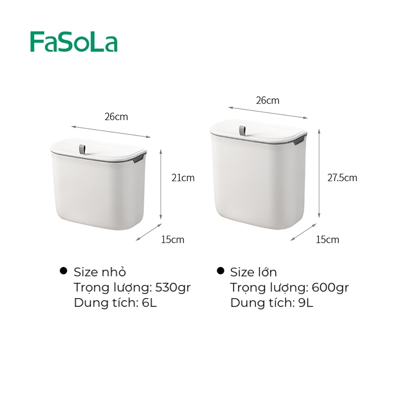 Thùng rác có nắp treo cửa tủ bếp, gắn tường FASOLA FSLSH-352