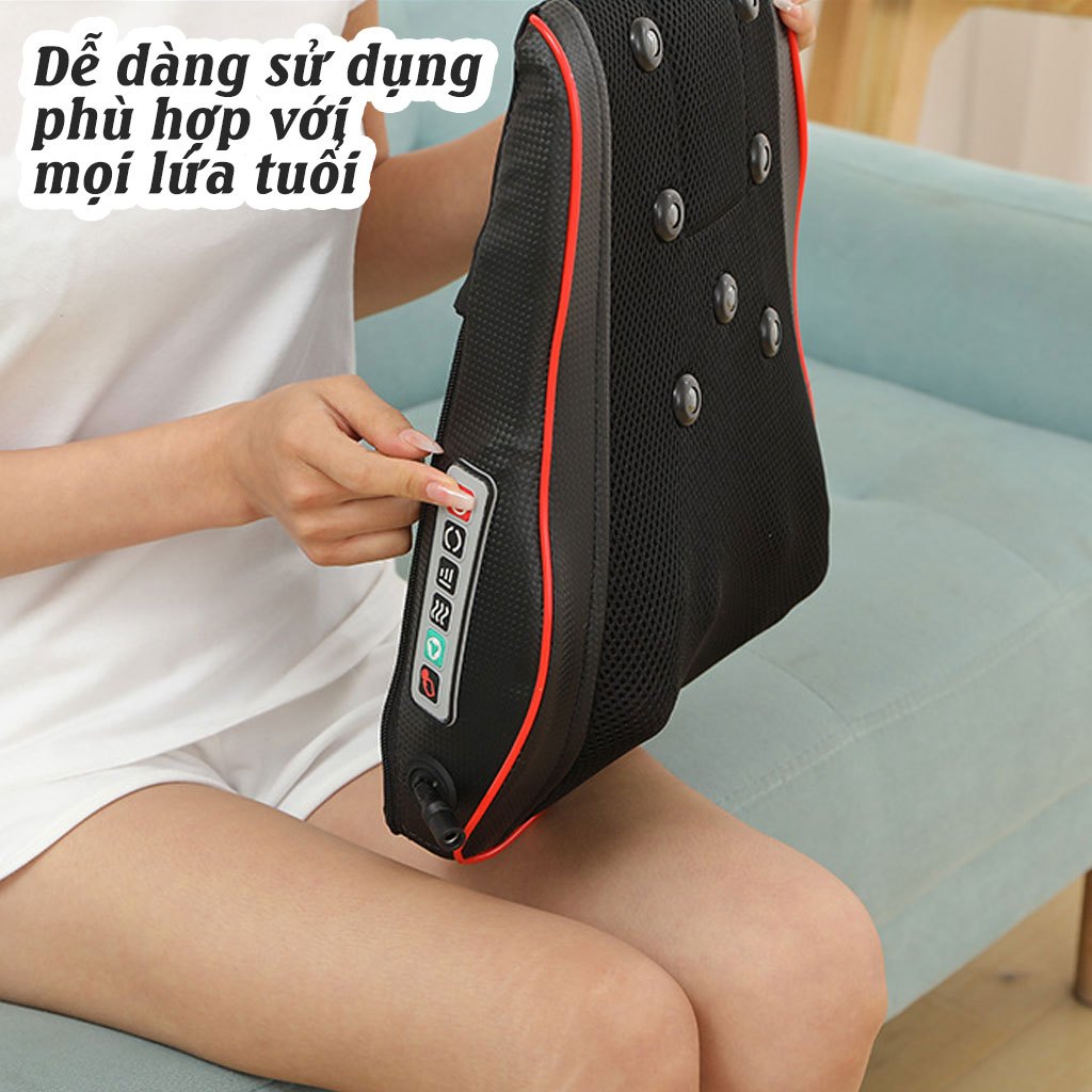 Gối Massage Cổ Vai Gáy, Máy Massage Cổ Vai Gáy Hồng Ngoại 20 Bi Xoay Mát Xa Lưng Chân Tay Có Đảo Chiều
