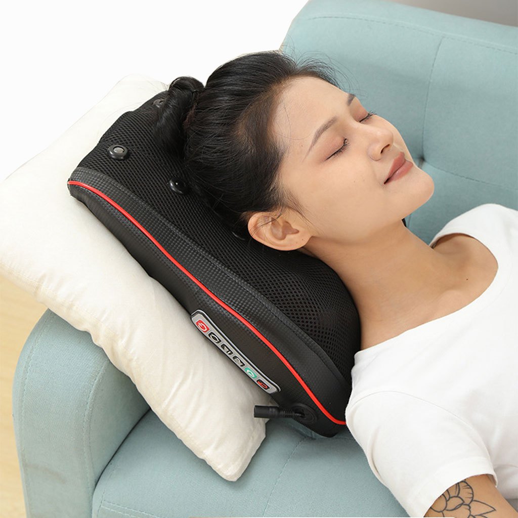 Gối Massage Cổ Vai Gáy, Máy Massage Cổ Vai Gáy Hồng Ngoại 20 Bi Xoay Mát Xa Lưng Chân Tay Có Đảo Chiều