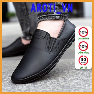 Giầy mọi nam aroti dáng giày tây lười chất da đẹp cao cấp,đế khâu cực bền form công sở lịch lãm màu đen- m587 sp13