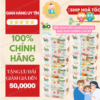 Set 4 hũ sữa chua/váng sữa hữu cơ bio village bebe pháp