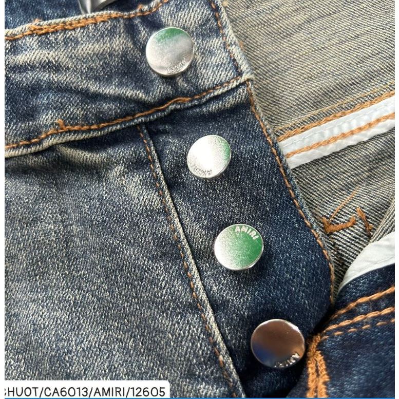 Quần Jean Xanh Rêu Đính Đá Vintage Lót Da Bản Chuẩn Like_AU , Quần Jean Nam Vladak rách Xù Viền đính đá