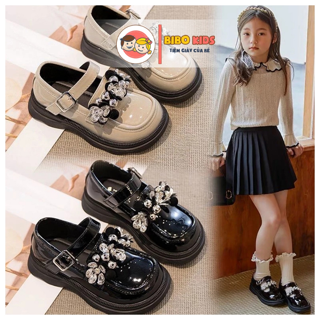 Giầy búp bê công chúa phong cách phương tây xinh yêu 3 màu Trắng, Đen, Kem cho bé xinh ( 3 MẪU )