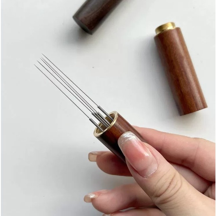 Dụng cụ đánh tơi bột cà phê 6 kim, khuấy đều bột cà phê 6 kim inox
