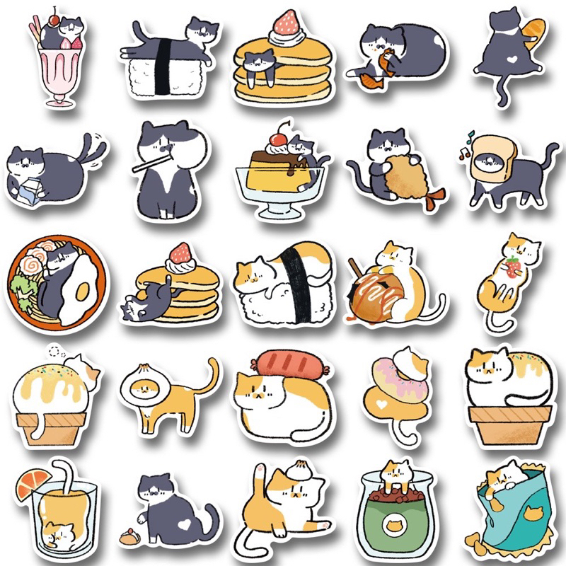 50-100 sticker gấu dâu, gấu nâu, mèo trang trí laptop, sách, đàn, dụng cụ học tập xinh xắn