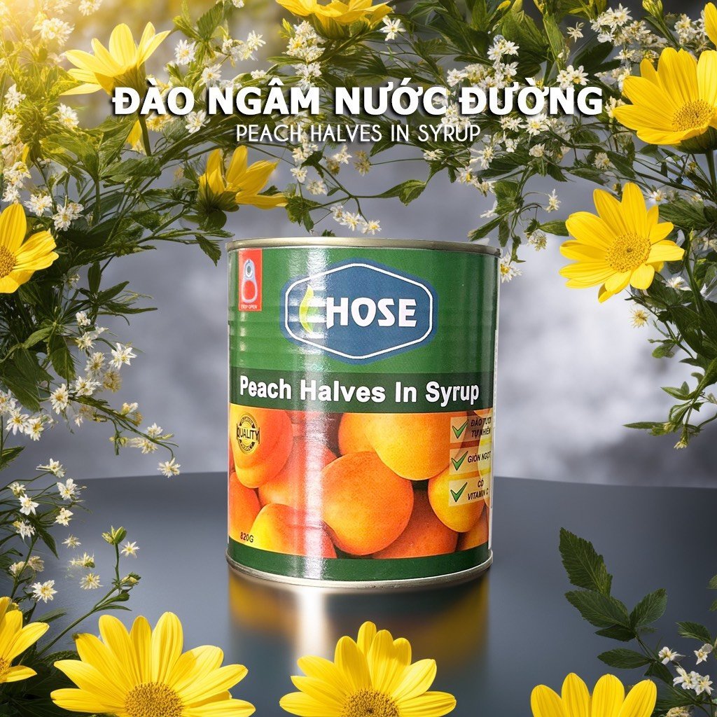 Đào ngâm Golden Classic Syrup lon 820g, Đào ngâm Hose miếng lớn làm nguyên liệu pha chế các loại trà đào, topping