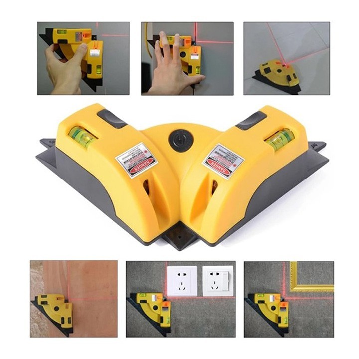 Thước ke góc vuông laser, máy đo góc vuông 90 độ bằng tia laser đa năng có bước bóng laser 635nm