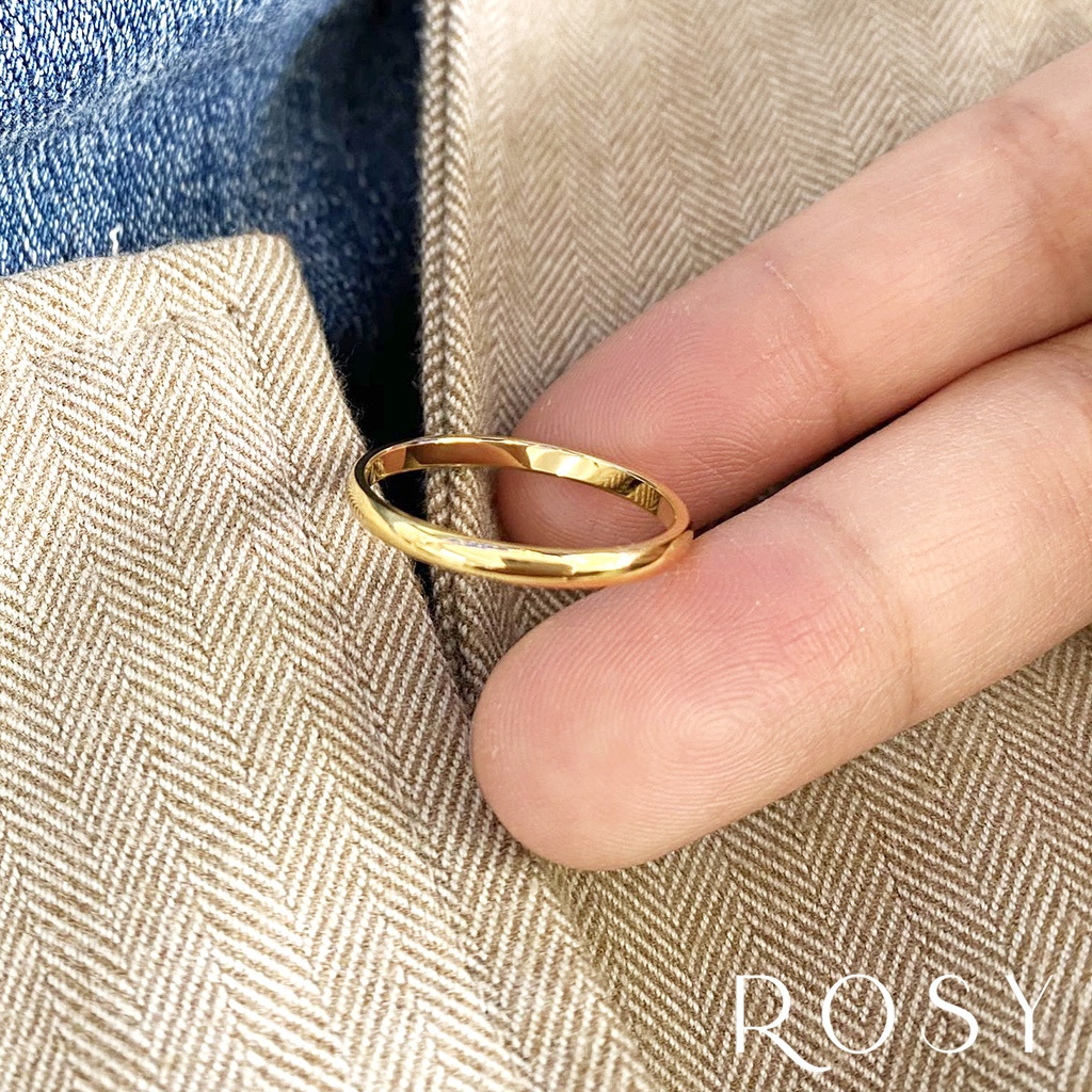 Nhẫn Titan Trơn không gỉ vàng, vàng hồng cao cấp NT01  Rosy