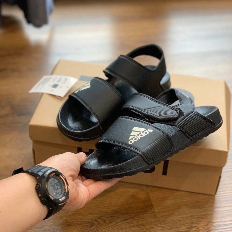 Giày Sandal -FREESHIP- Dép Sandal nam nữ , Quai hậu bền đẹp đế bằng siêu nhẹ, DAS màu đen