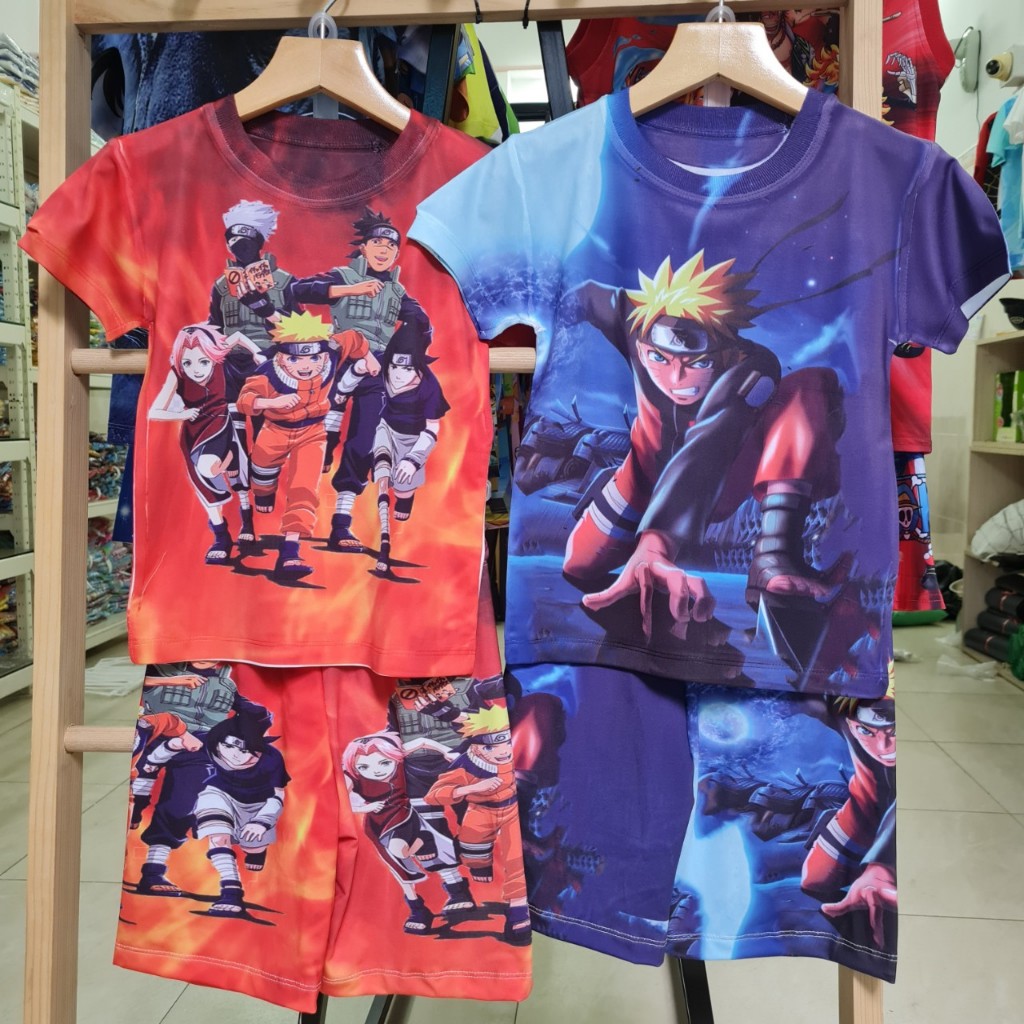 Đồ bộ bé trai, bộ thun lạnh in hoạt hình Naruto cho bé trai nhiều màu chất đẹp size đại từ 10- 57kg