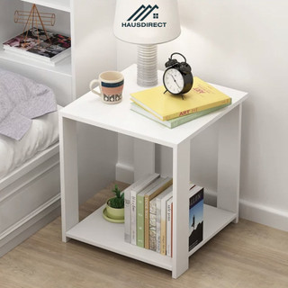 Tủ tab đầu giường 2 tầng để đồ, đèn ngủ HAUSDIRECT kệ decor bằng gỗ MDF  trang trí phòng ngủ, phòng khách - D13