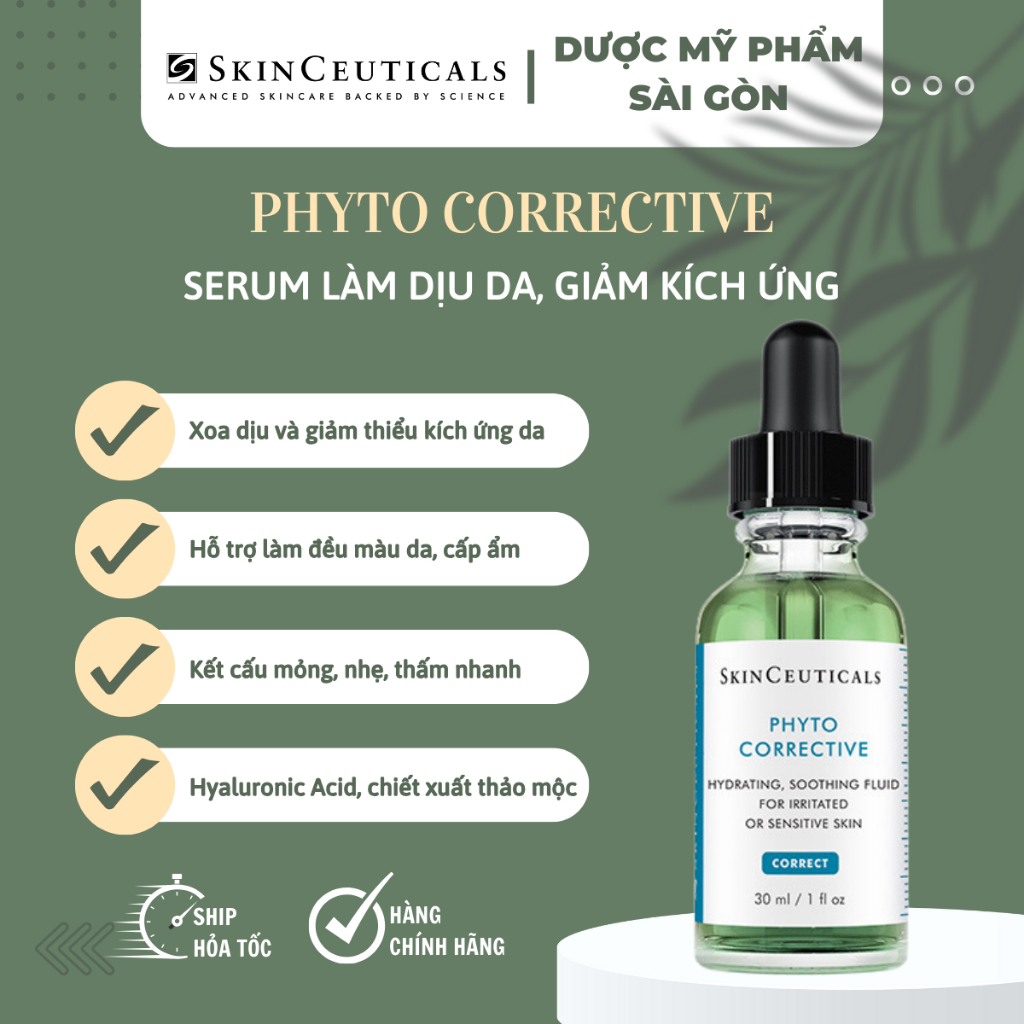 [hàng công ty] serum làm dịu da, giảm kích ứng phyto corrective skinceuticals 30ml (Pháp)