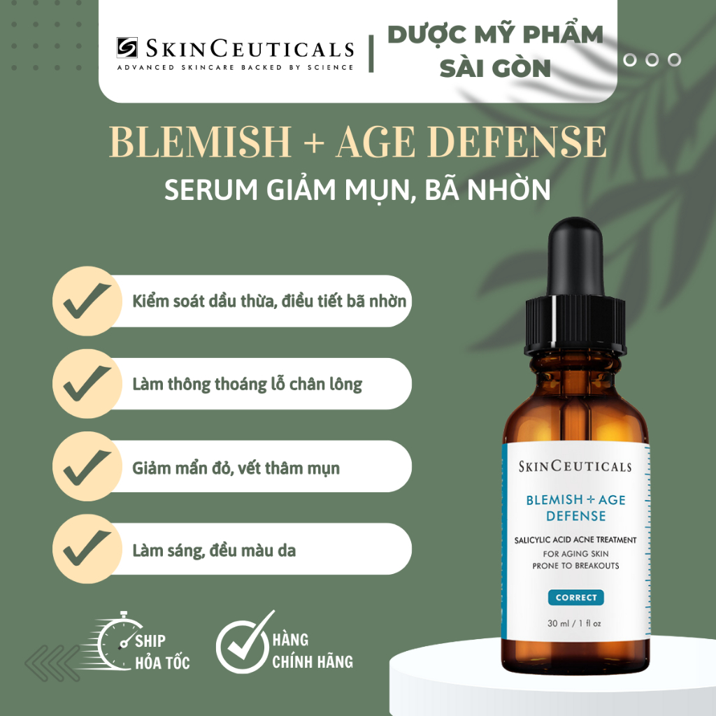 [hàng công ty] serum Skinceuticals Blemish + Age Defense giúp kiểm soát bã nhờn và ngăn ngừa hình thành mụn 30ml