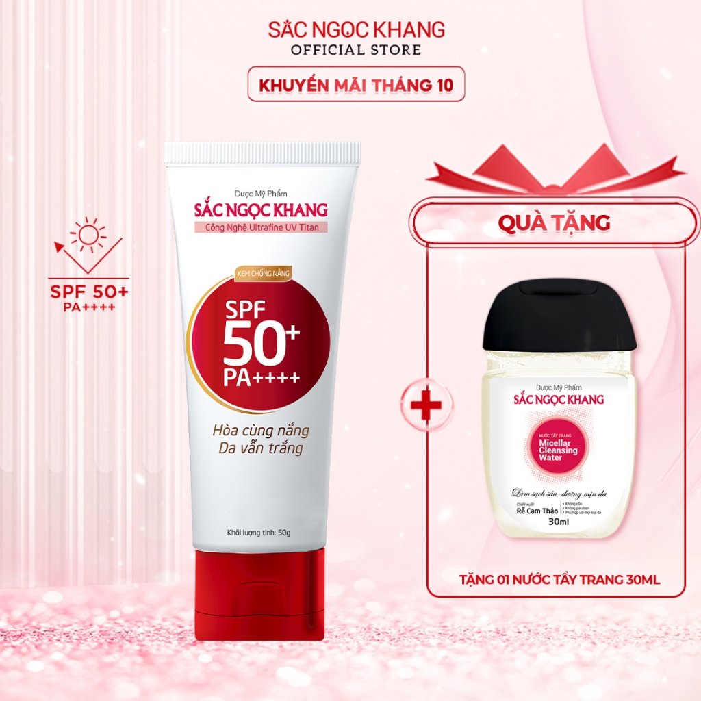 Kem Chống Nắng Sắc Ngọc Khang SPF50 PA++++ giúp chống nắng hiệu quả và kéo dài [tuýp 50g]