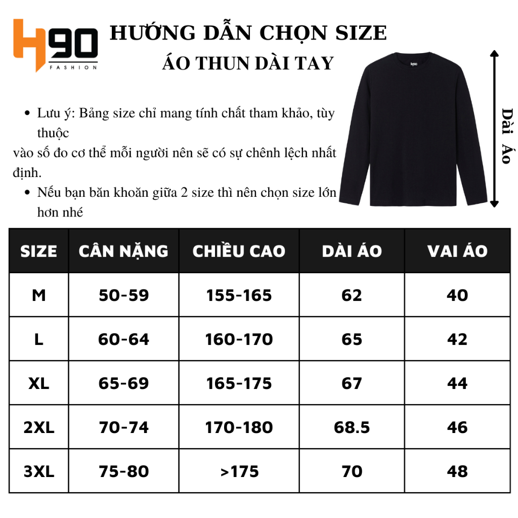 Áo Thun Dài Tay Thu Đông H90 Nam Cổ Tròn Chất Cotton Thấm Hút Co Giãn Thoải Mái HLTC001