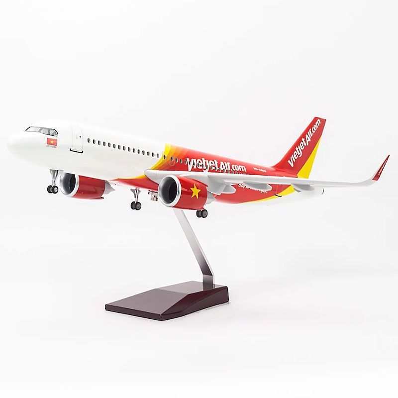 Mô hình máy bay Vietjet Air 47 cm có đèn led bánh xe cao cấp
