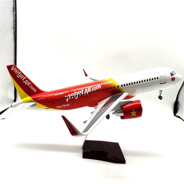 Mô hình máy bay Vietjet Air 47 cm có đèn led bánh xe cao cấp