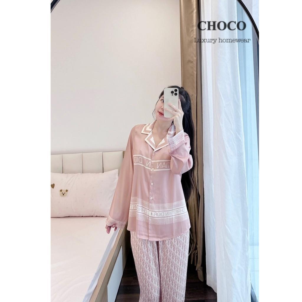 Bộ Pijama Dài Tay- Bộ Mặc Sau Sinh Ở Cữ - Đồ Nữ Mặc Nhà  cao cấp chất lụa mịn Choco Pijamas (Hàng Loại 1)