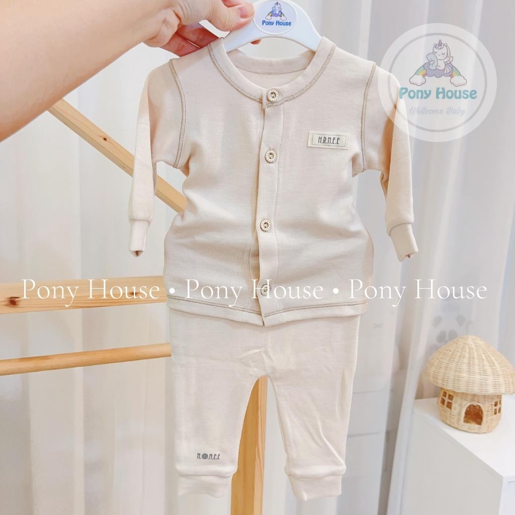 Bộ Sơ Sinh Dài Tay Hrnee Nỉ Bamboo Mềm Mại Cho Bé Trai Bé Gái Sơ Sinh Thu Đông