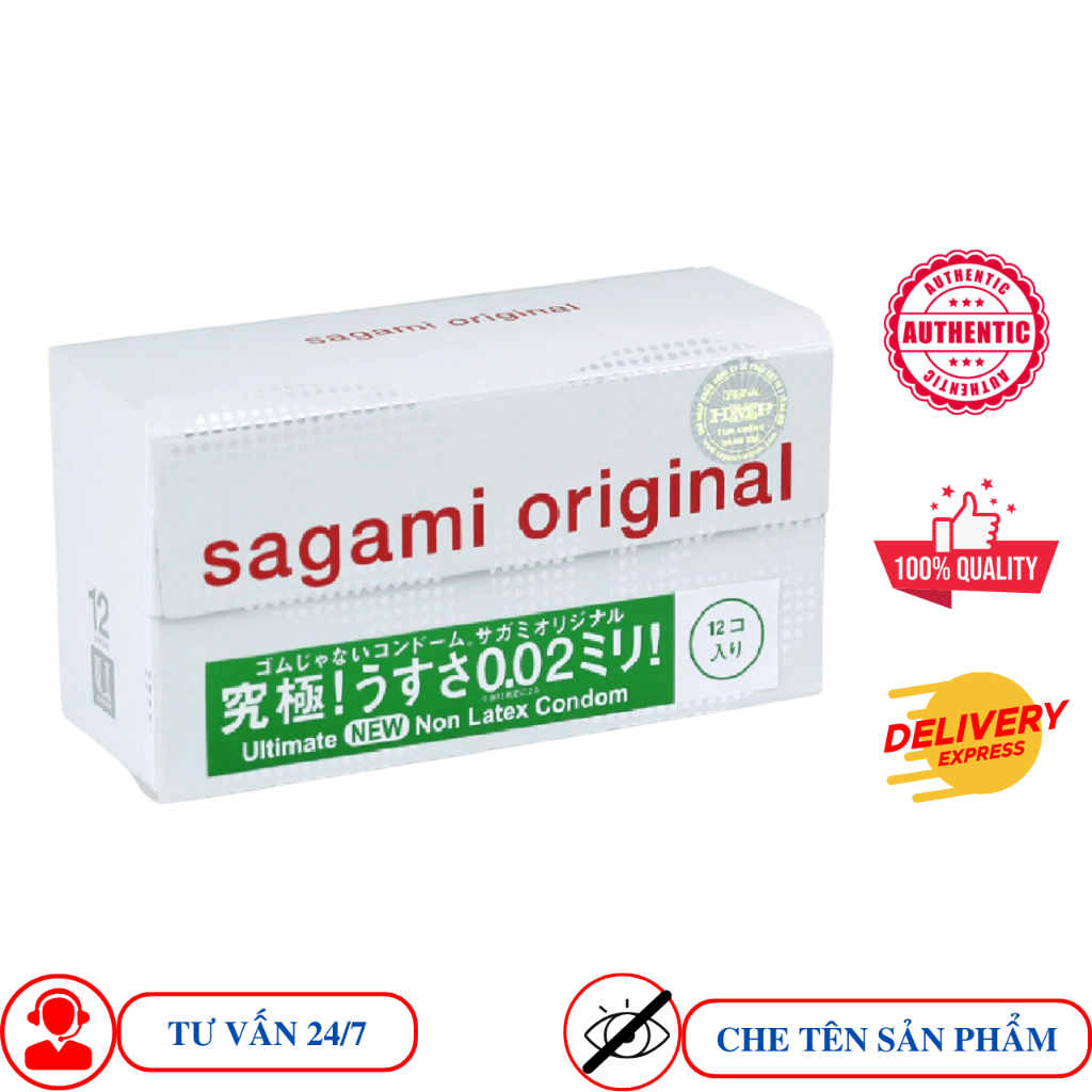 Bao cao su Sagami Original siêu mỏng 0.02 mm hộp 12 cái