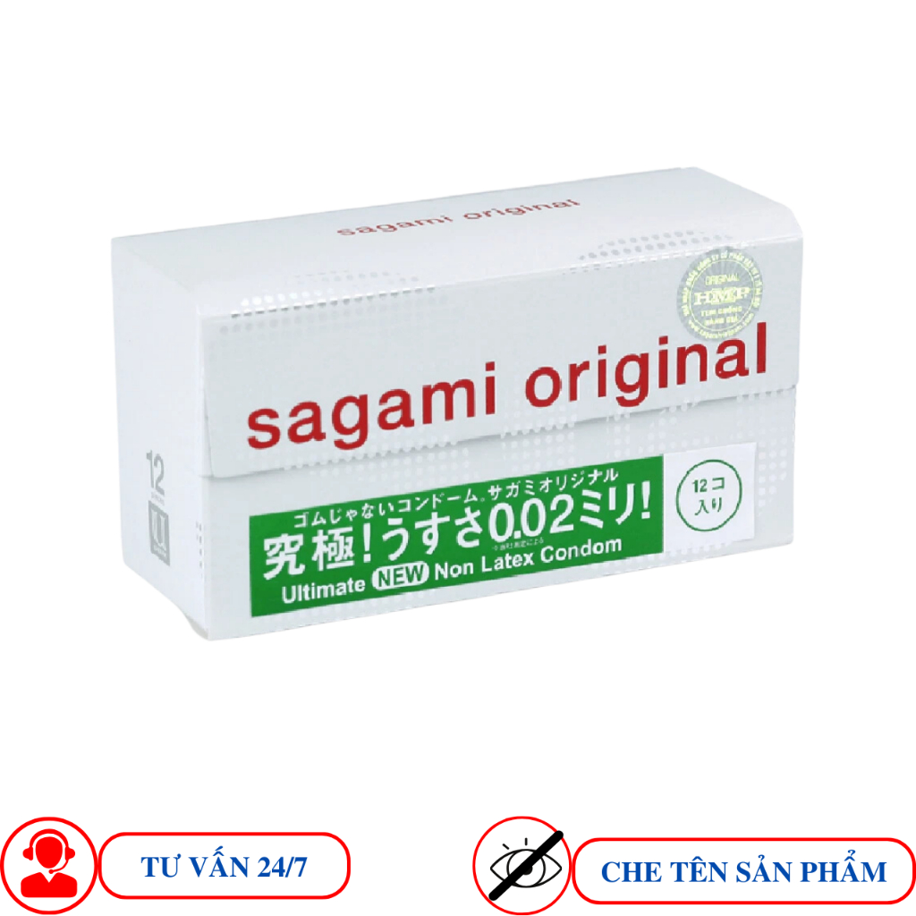 Bao cao su Sagami Original siêu mỏng 0.02 mm hộp 12 cái