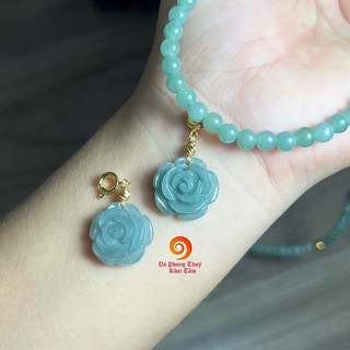 Charm hoa lam ngoc mix vòng tay